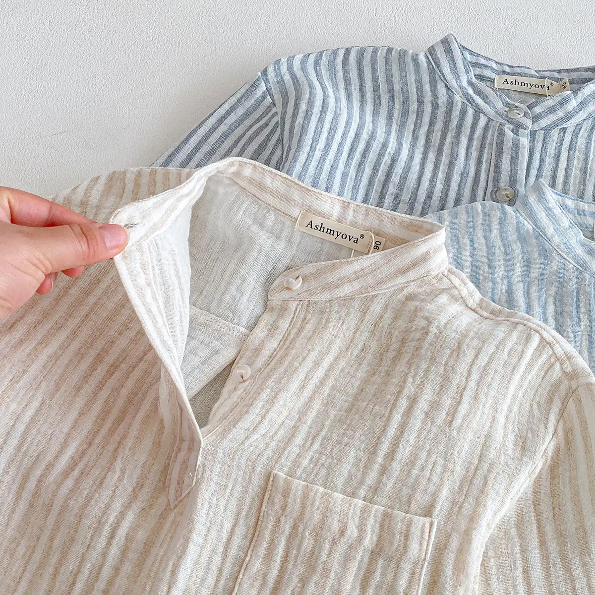 Loose Fitting Linen Striped Long Sleeve T-Shirt for Boys - Image 8