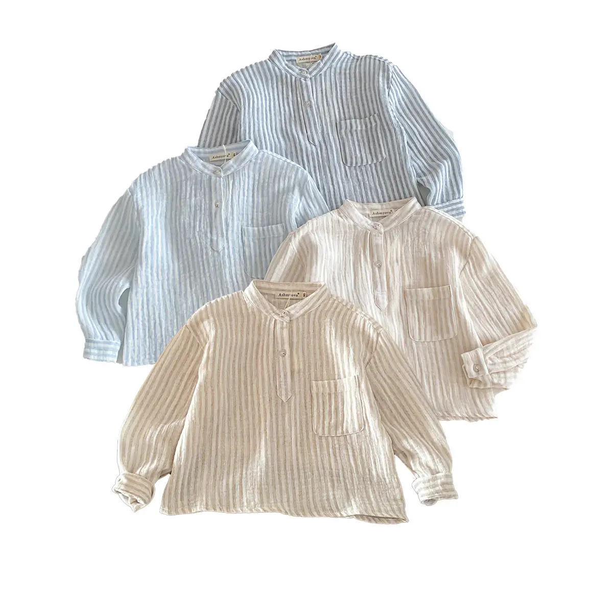 Loose Fitting Linen Striped Long Sleeve T-Shirt for Boys - Image 9