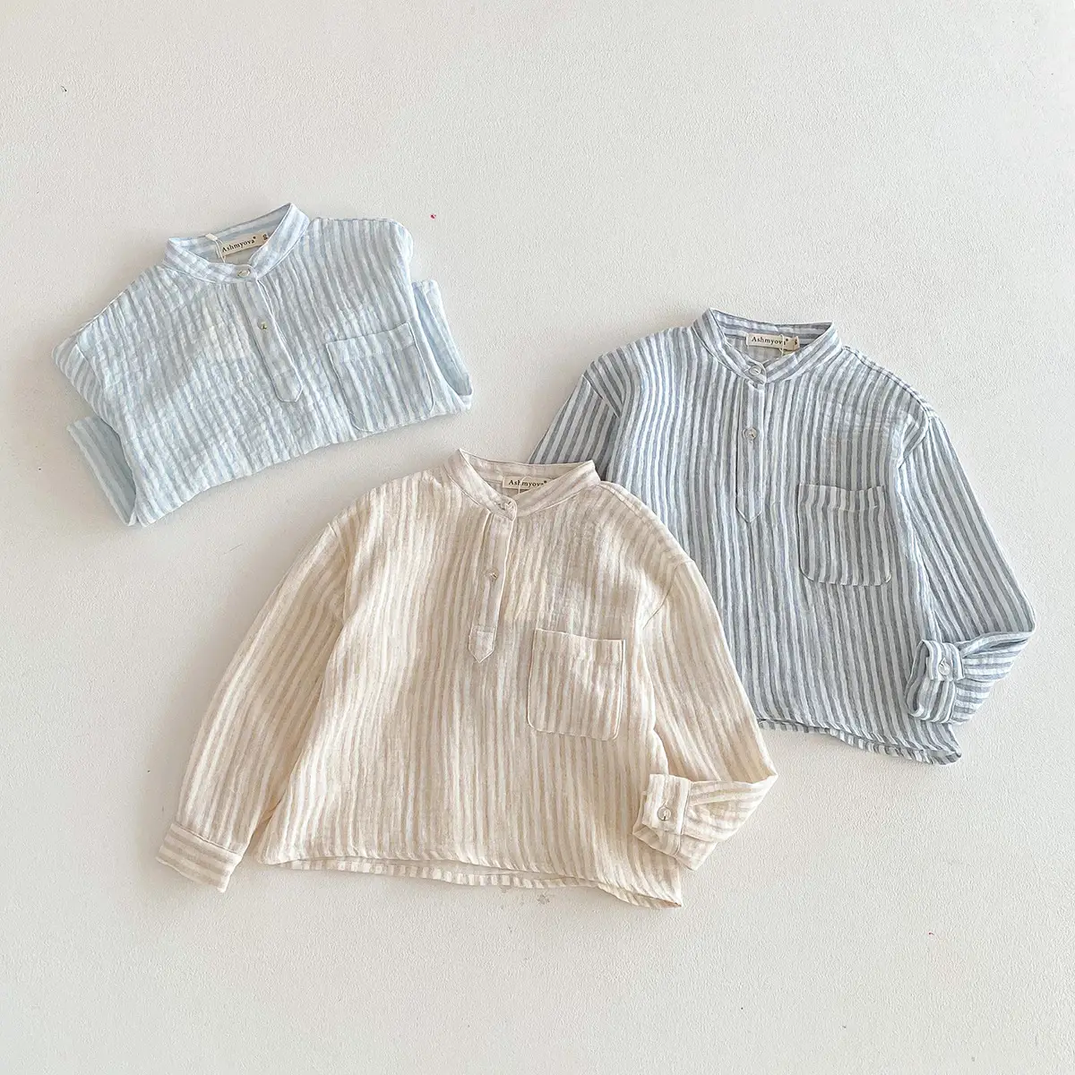 Loose Fitting Linen Striped Long Sleeve T-Shirt for Boys — feature 10
