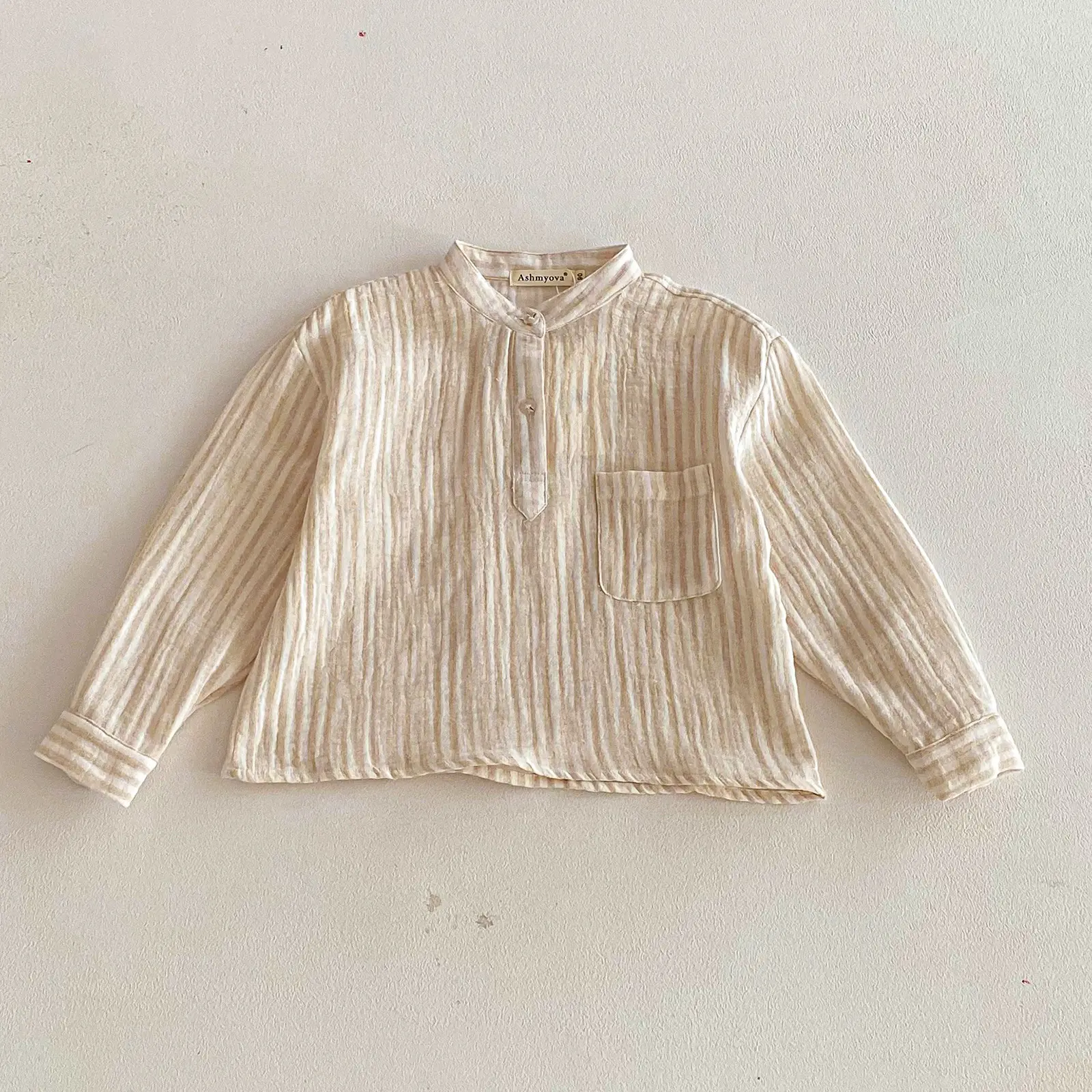Loose Fitting Linen Striped Long Sleeve T-Shirt for Boys — feature 13