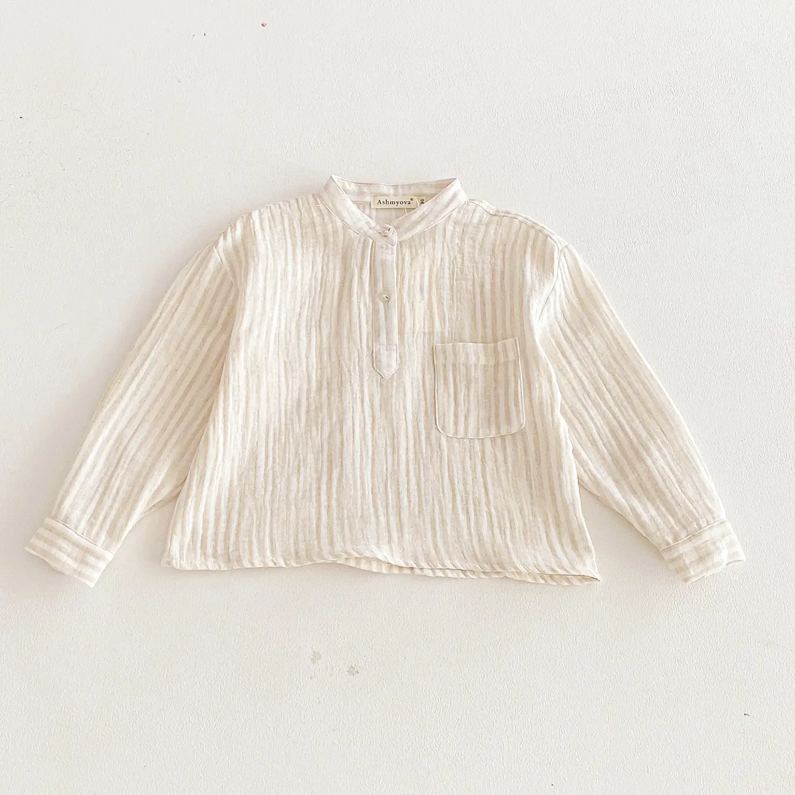 Loose Fitting Linen Striped Long Sleeve T-Shirt for Boys — feature 22