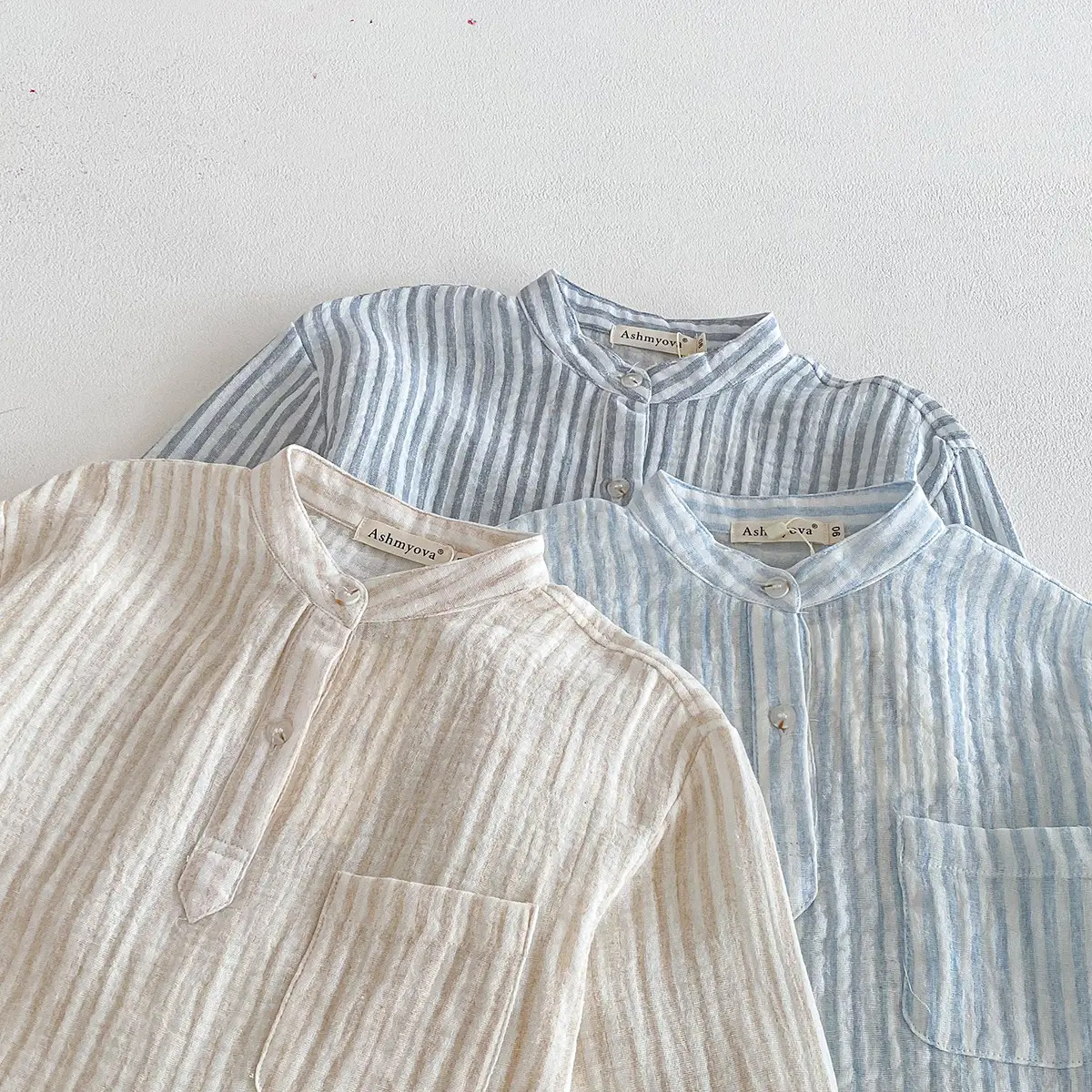 Loose Fitting Linen Striped Long Sleeve T-Shirt for Boys — feature 5