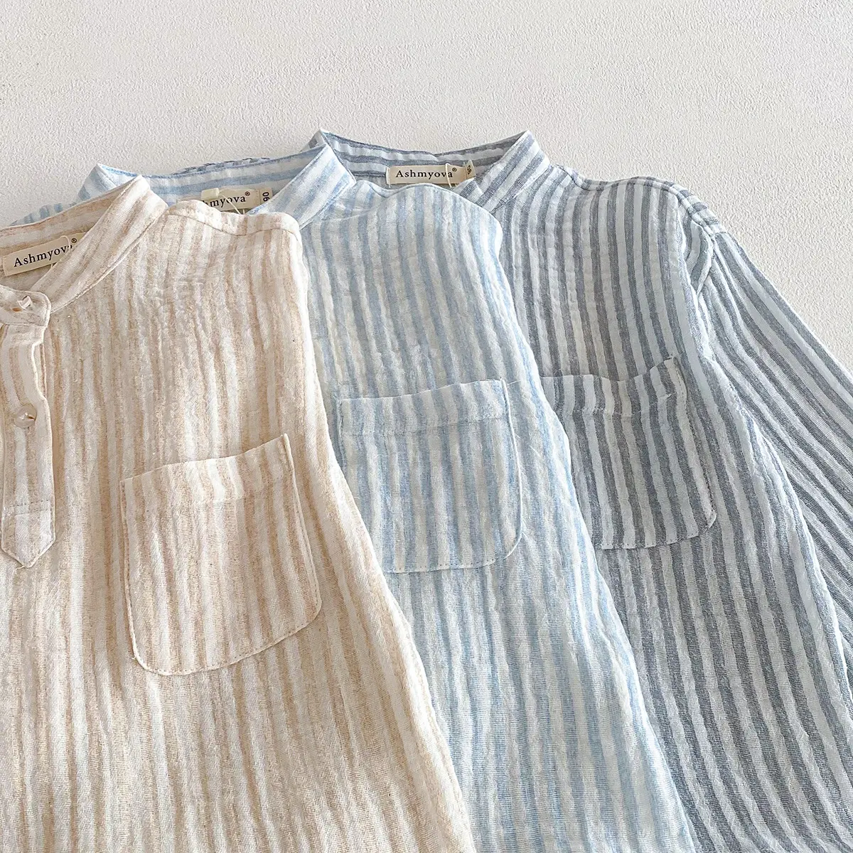 Loose Fitting Linen Striped Long Sleeve T-Shirt for Boys — feature 7