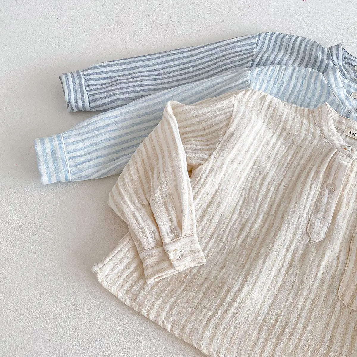 Loose Fitting Linen Striped Long Sleeve T-Shirt for Boys — feature 8