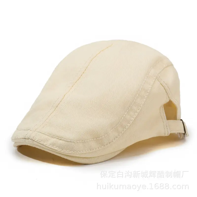Men Navy Blue Beret Hat with Adjustable Strap - Image 9