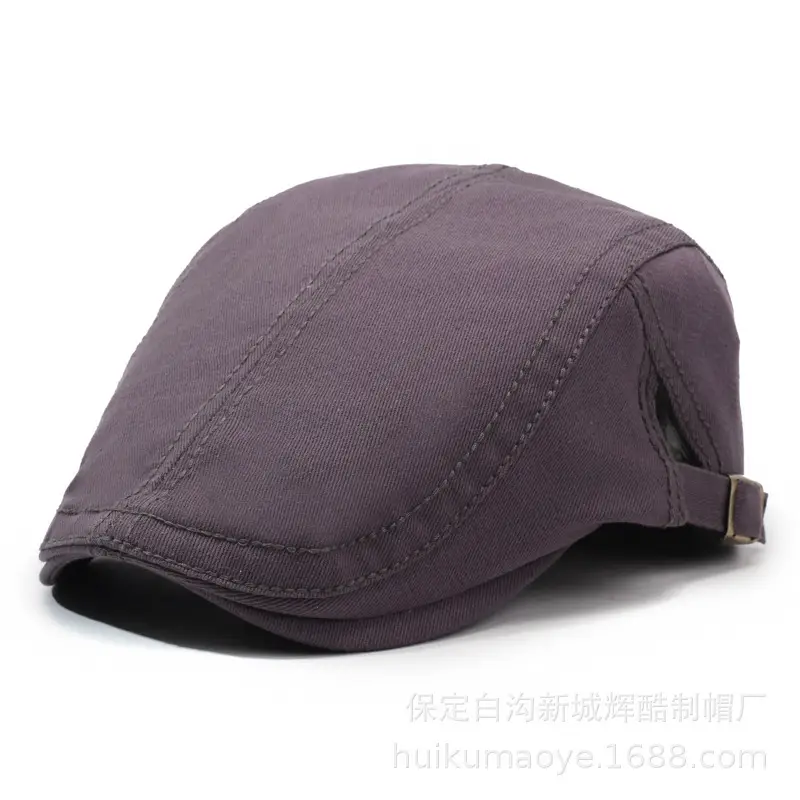 Men Navy Blue Beret Hat with Adjustable Strap - Image 10