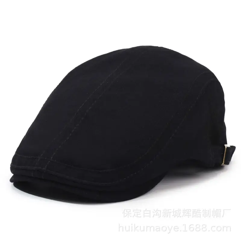 Men Navy Blue Beret Hat with Adjustable Strap - Image 11