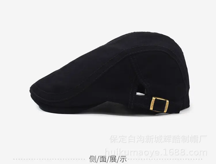 Men Navy Blue Beret Hat with Adjustable Strap — feature 10