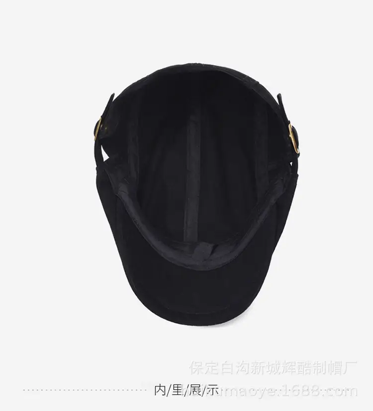 Men Navy Blue Beret Hat with Adjustable Strap — feature 13