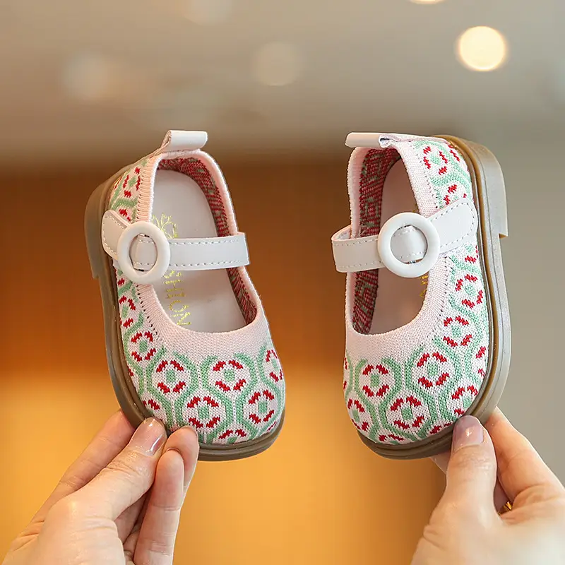 Baby Girl Princess Shoes Fly Woven Korean Style Toddler Shoes 2025 Autum New Girls Flats Soft Sole Fashion Baby Shoes
