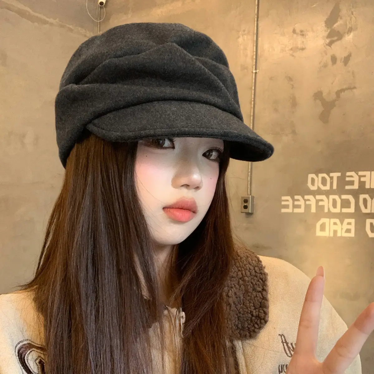 Women Winter Mountain Beret Hat Gray Duck Cap - Image 6