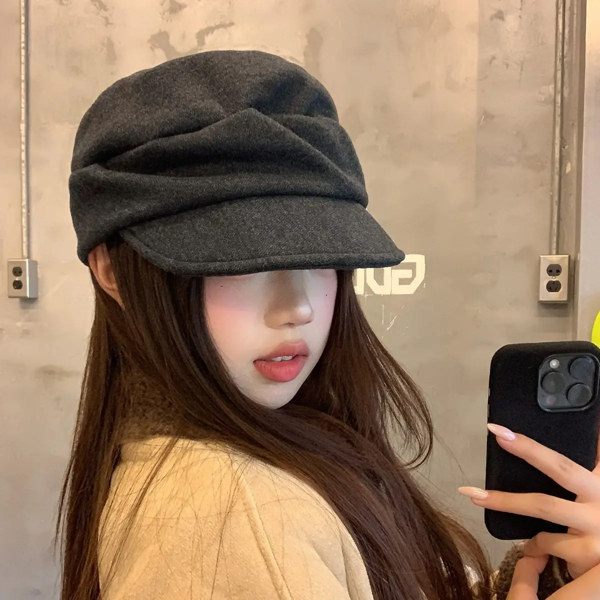 Women Winter Mountain Beret Hat Gray Duck Cap - Image 7