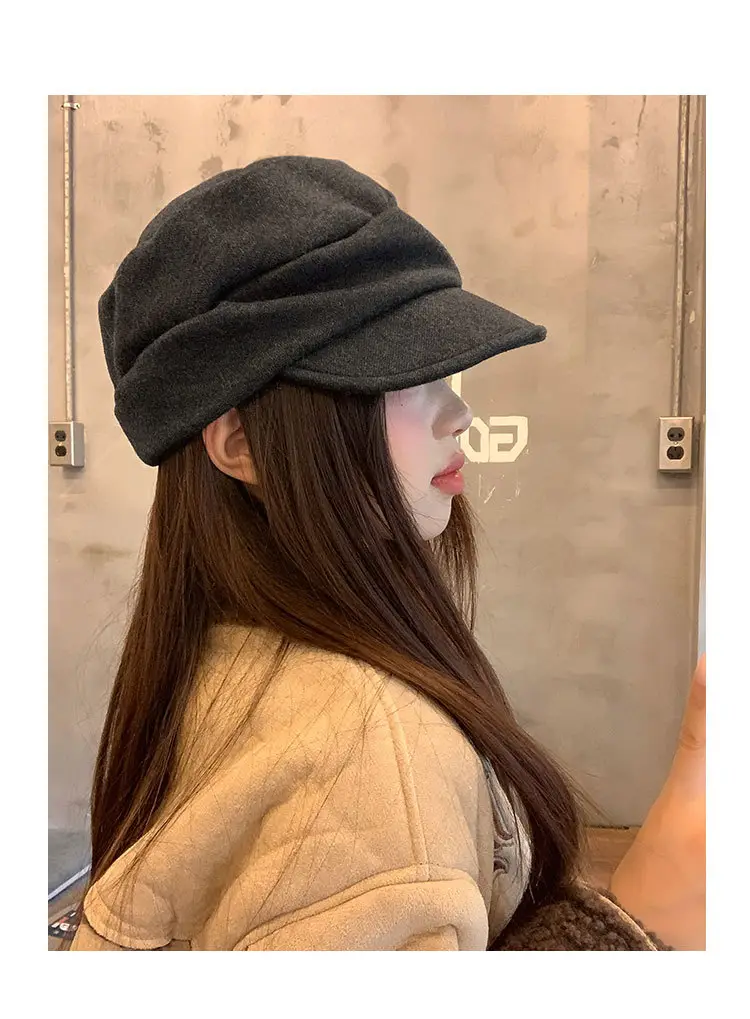 Women Winter Mountain Beret Hat Gray Duck Cap — feature 10