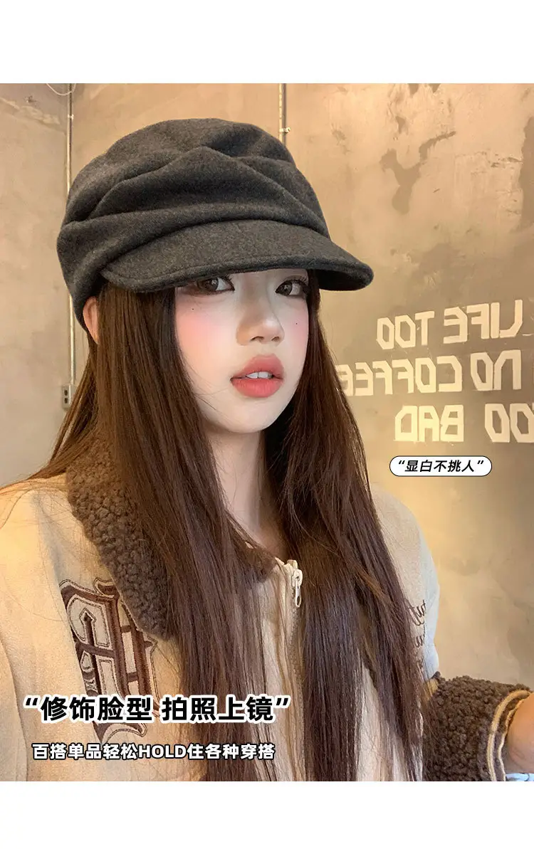 Women Winter Mountain Beret Hat Gray Duck Cap — feature 5