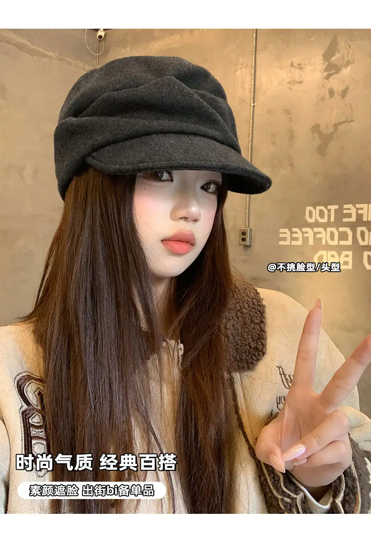 Women Winter Mountain Beret Hat Gray Duck Cap — feature 6