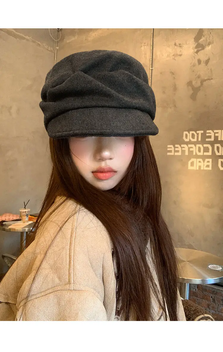 Women Winter Mountain Beret Hat Gray Duck Cap — feature 7