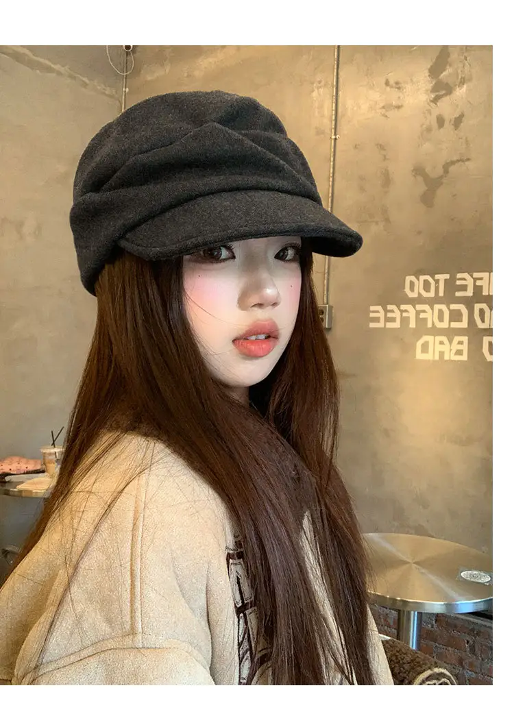 Women Winter Mountain Beret Hat Gray Duck Cap — feature 8