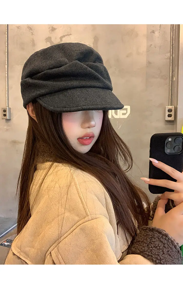 Women Winter Mountain Beret Hat Gray Duck Cap — feature 9
