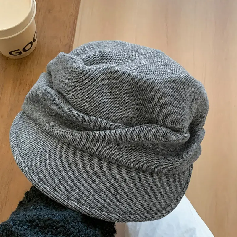 Women Winter Mountain Beret Hat Gray Duck Cap - Image 2
