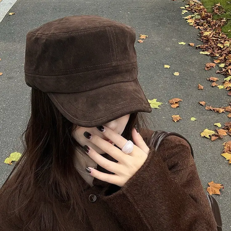 Women Suede Flat Cap Autumn Winter Korean Style - Image 5