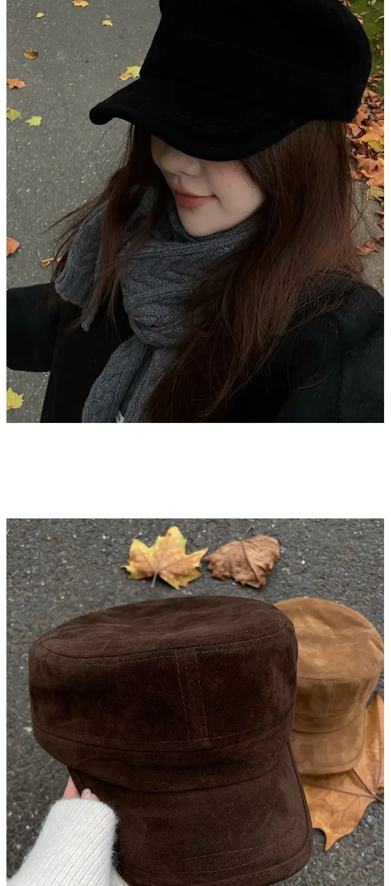Women Suede Flat Cap Autumn Winter Korean Style — feature 8
