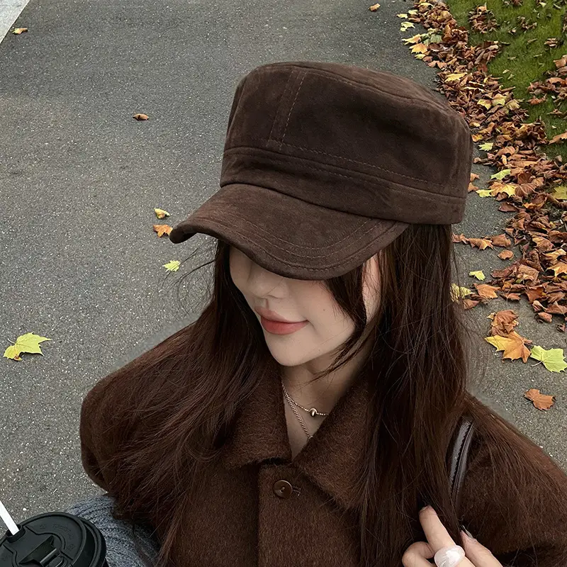 Women Suede Flat Cap Autumn Winter Korean Style - Image 2