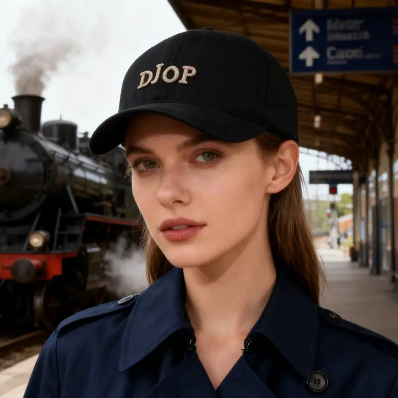 Black DJO P Embroidered Baseball Cap for Men Women - Image 7