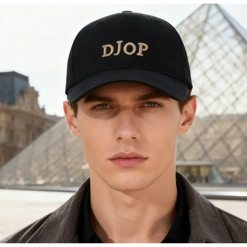 Black DJO P Embroidered Baseball Cap for Men Women — feature 14