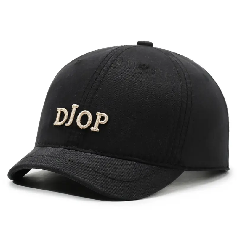 Black DJO P Embroidered Baseball Cap for Men Women - Image 2