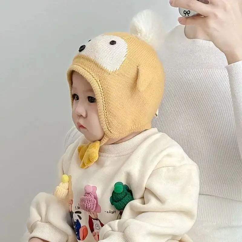 Autumn and Winter Versatile Kidsren's Woolen Hat for Baby Girls, Warm Ear Protection Knitted Pullover Hat, Windproof Woolen Baby Hat — feature 12