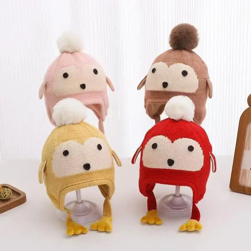 Autumn and Winter Versatile Kidsren's Woolen Hat for Baby Girls, Warm Ear Protection Knitted Pullover Hat, Windproof Woolen Baby Hat — feature 5