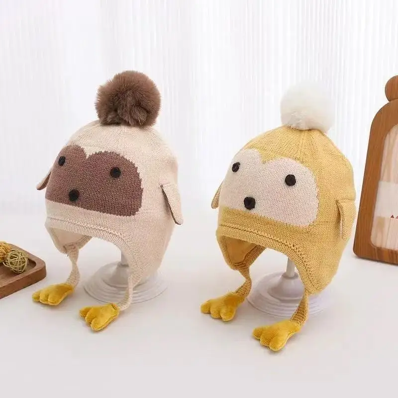 Autumn and Winter Versatile Kidsren's Woolen Hat for Baby Girls, Warm Ear Protection Knitted Pullover Hat, Windproof Woolen Baby Hat — feature 7