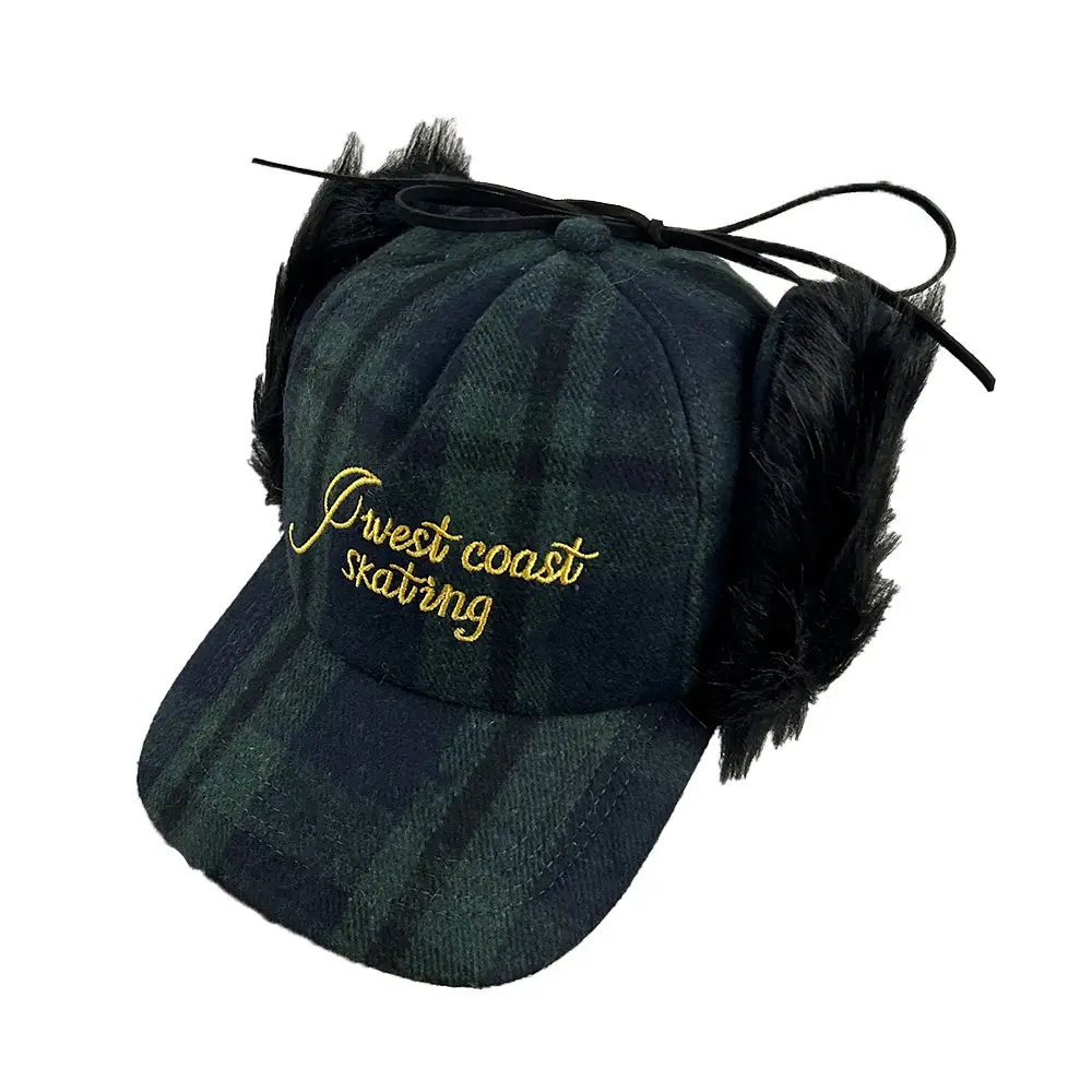 2026 Plaid Baseball Cap with Fur Trim for Warmth - Image 9