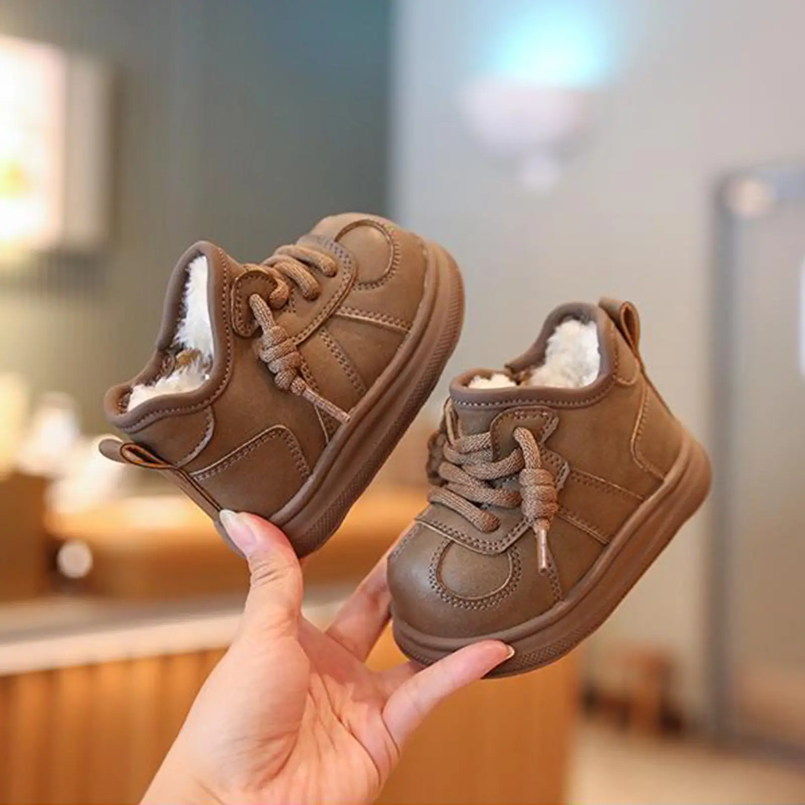 Children's Fleece-Lined Snow Boots Brown 2025