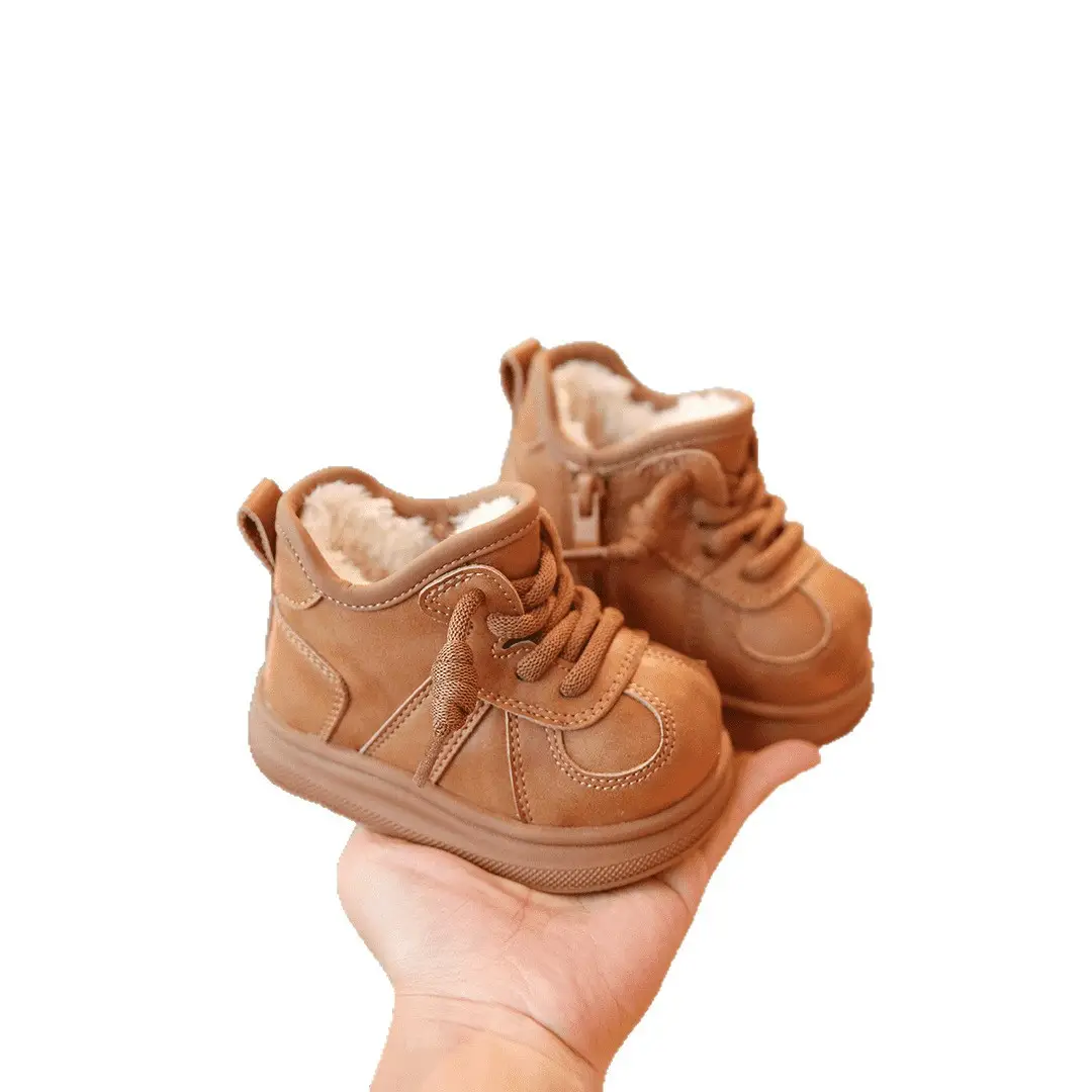Children's Fleece-Lined Snow Boots Brown 2025