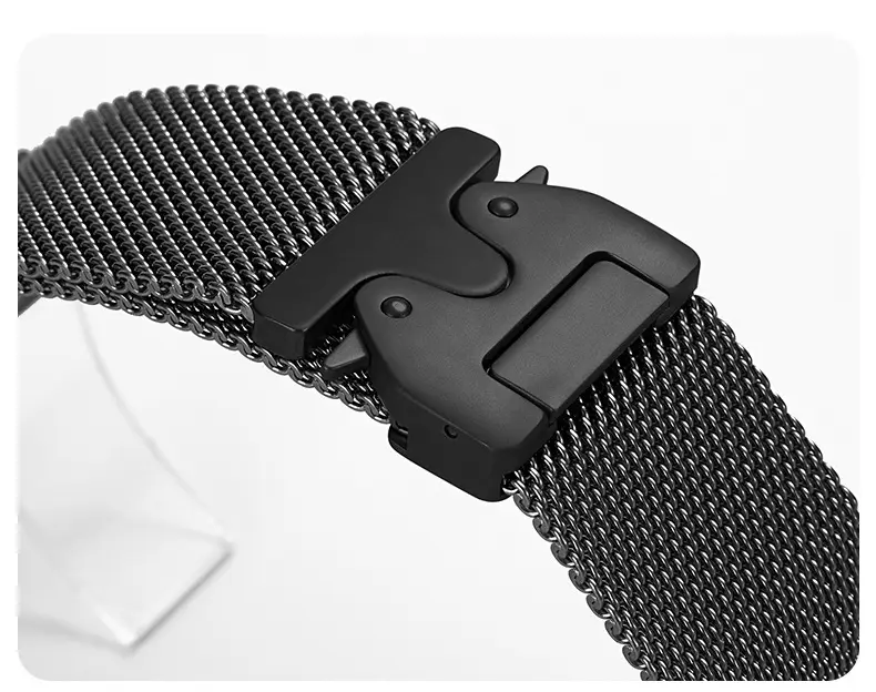 Suitable for Apple Watch 11m Blue Watch Strap Parachute Buckle Stainless Steel Metal Watch Strap Thick Mesh Fine Mesh — feature 11