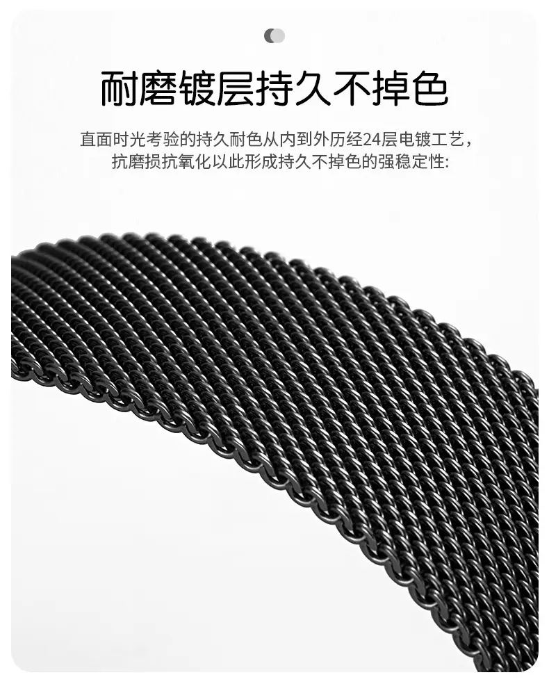 Suitable for Apple Watch 11m Blue Watch Strap Parachute Buckle Stainless Steel Metal Watch Strap Thick Mesh Fine Mesh — feature 12