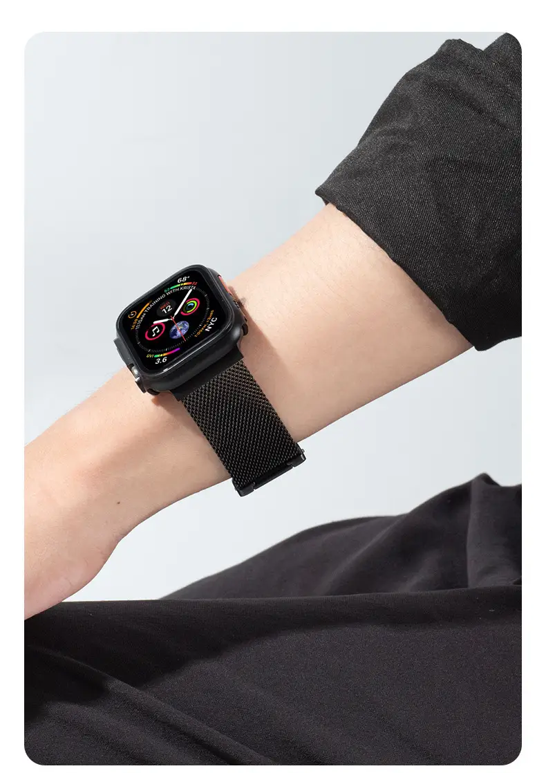 Suitable for Apple Watch 11m Blue Watch Strap Parachute Buckle Stainless Steel Metal Watch Strap Thick Mesh Fine Mesh — feature 14