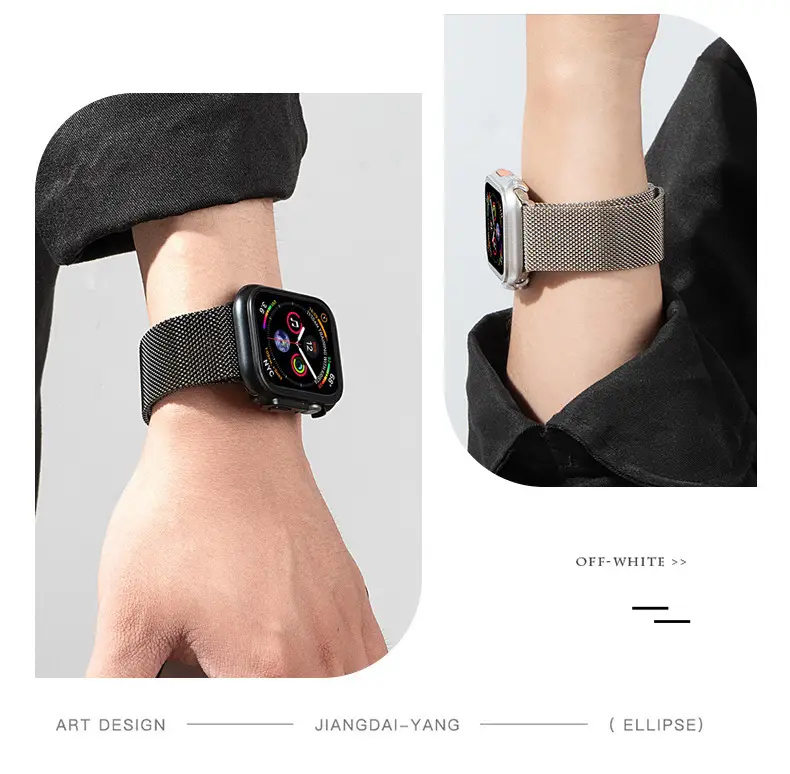 Suitable for Apple Watch 11m Blue Watch Strap Parachute Buckle Stainless Steel Metal Watch Strap Thick Mesh Fine Mesh — feature 15