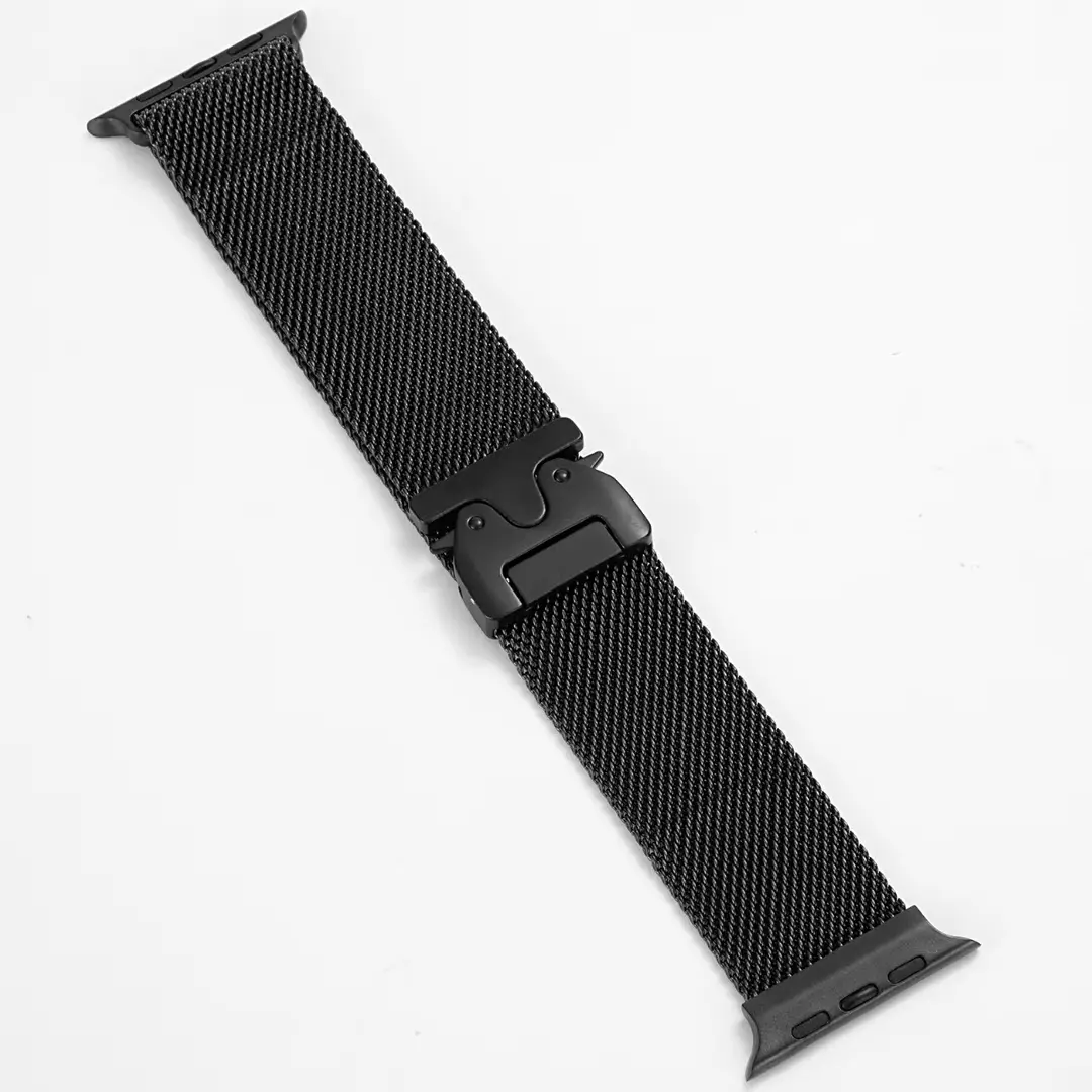 Suitable for Apple Watch 11m Blue Watch Strap Parachute Buckle Stainless Steel Metal Watch Strap Thick Mesh Fine Mesh