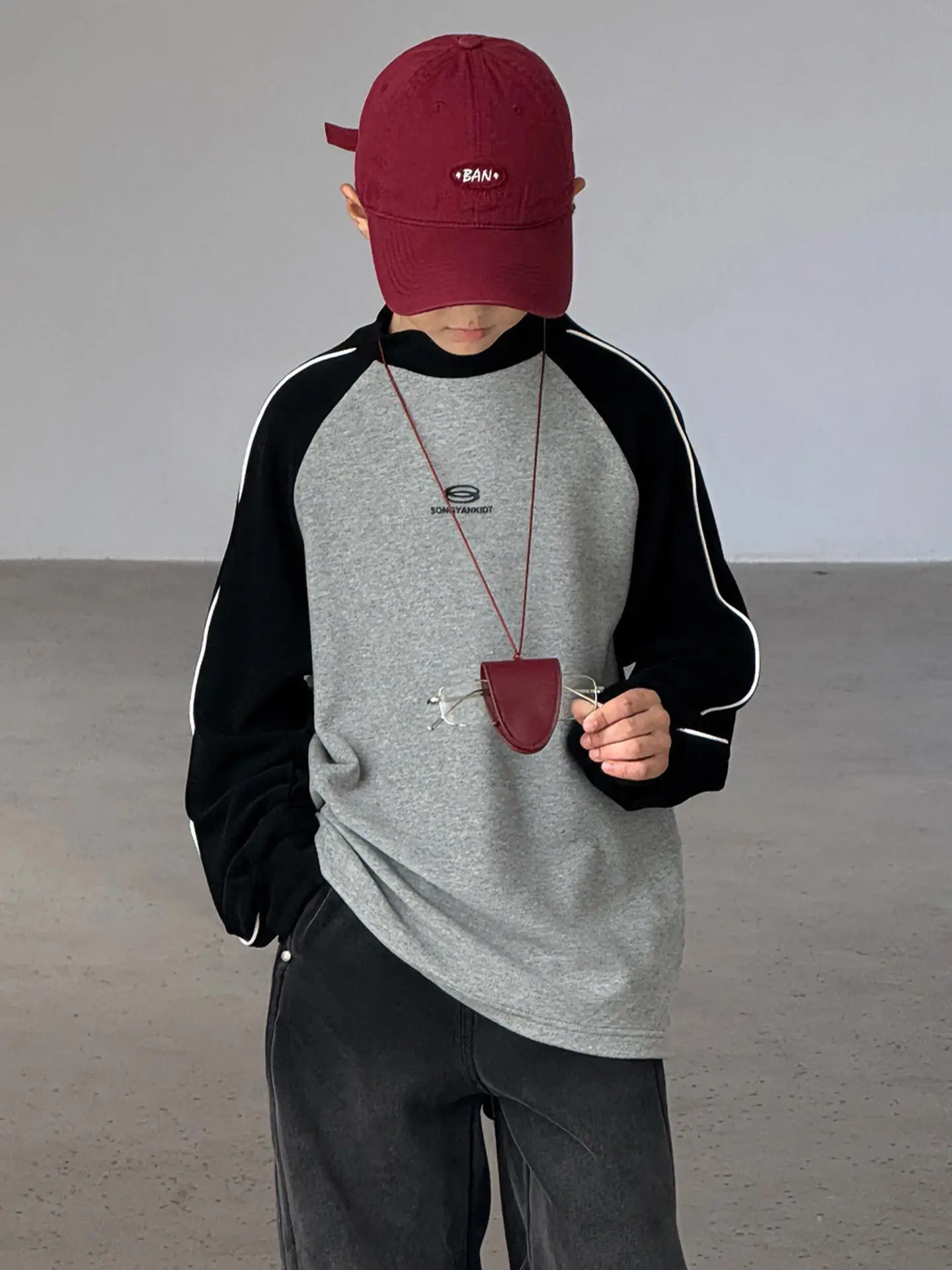 Children's Long Sleeve T-Shirt Grey Black 2025