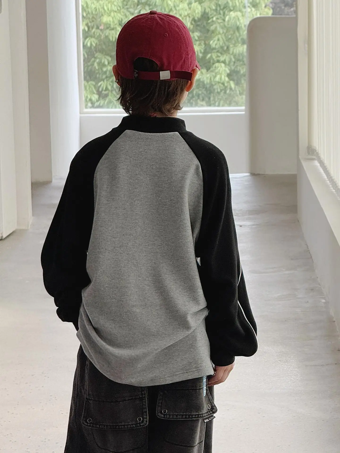 Children's Long Sleeve T-Shirt Grey Black 2025
