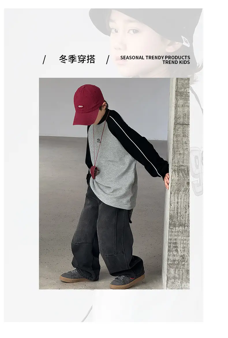 Children's Long Sleeve T-Shirt Grey Black 2025 — feature 11