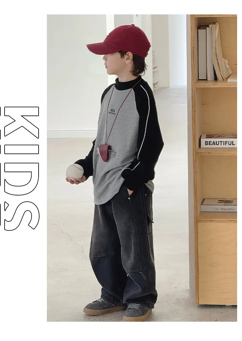 Children's Long Sleeve T-Shirt Grey Black 2025 — feature 19