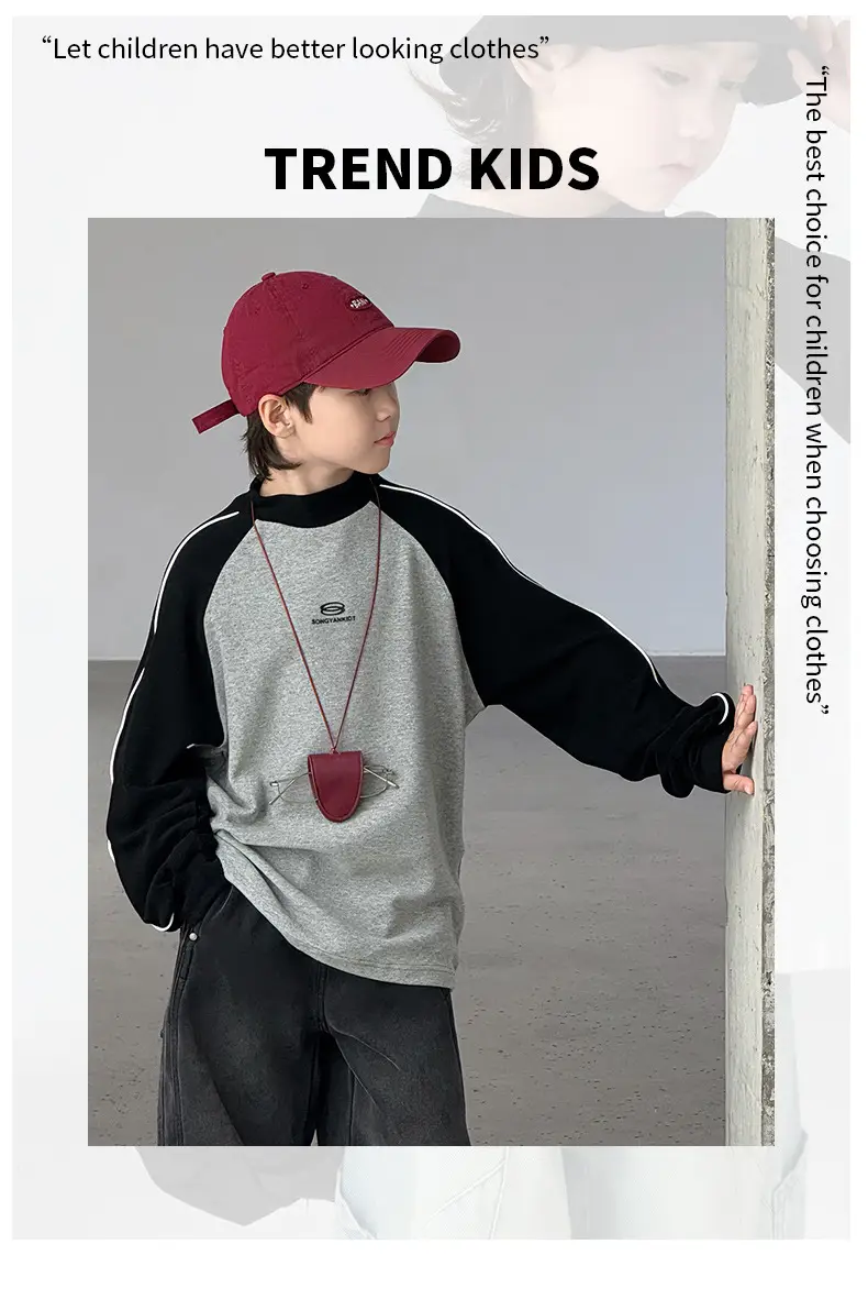 Children's Long Sleeve T-Shirt Grey Black 2025 — feature 7