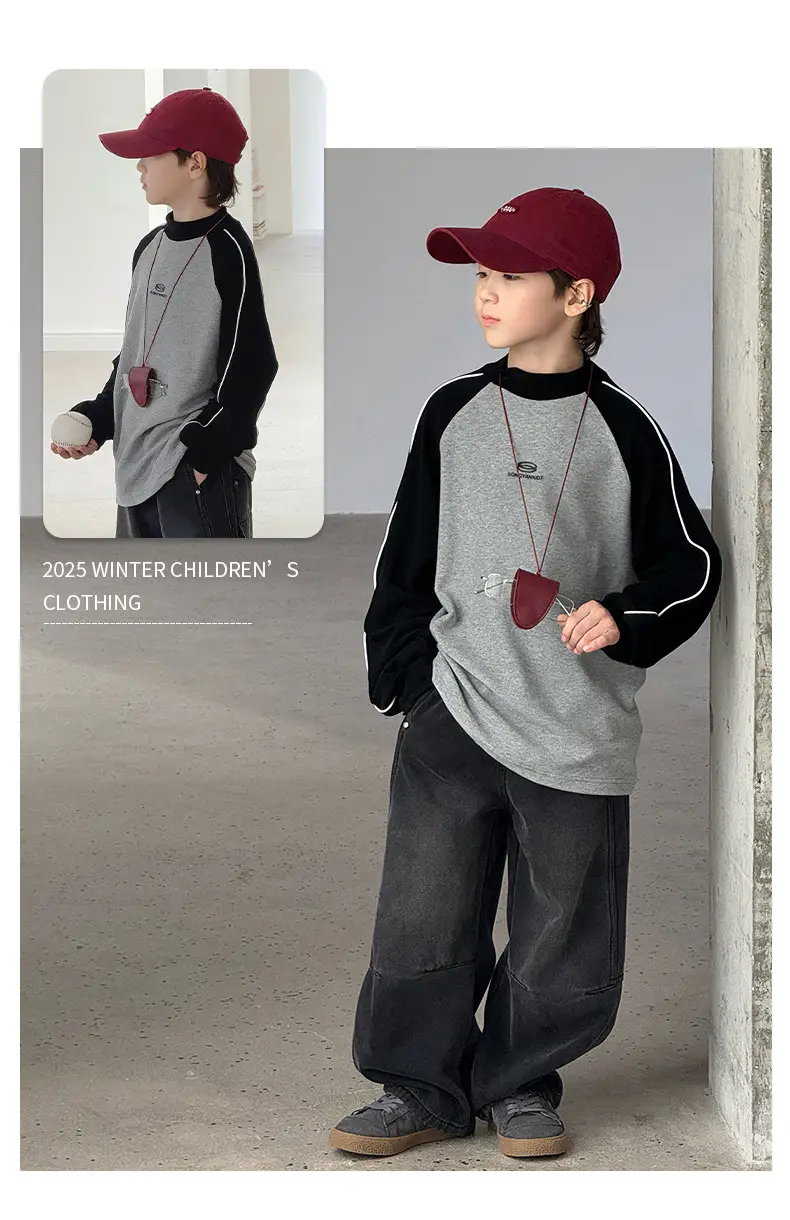 Children's Long Sleeve T-Shirt Grey Black 2025 — feature 8