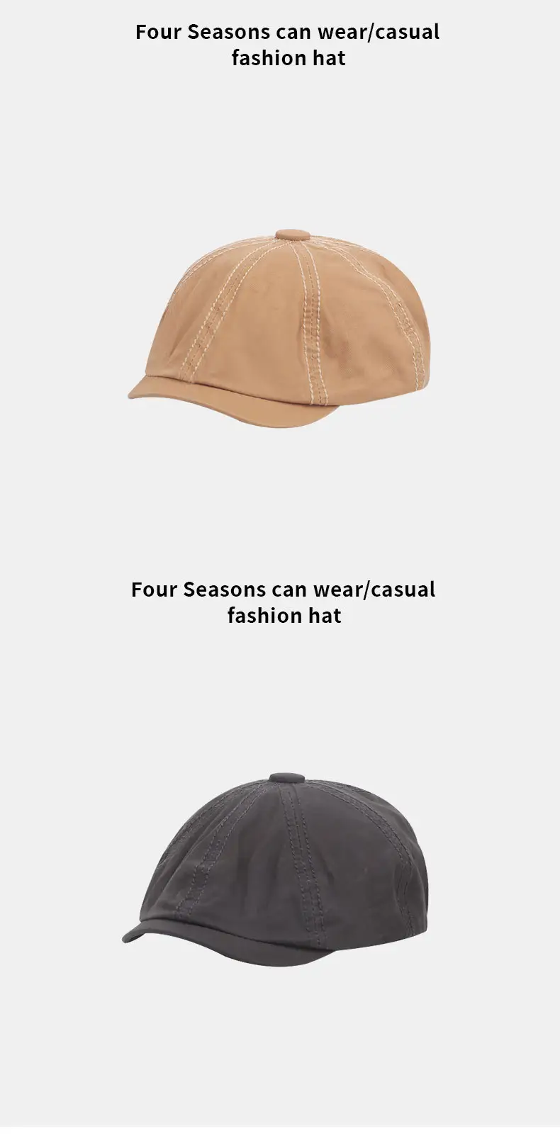 Black Retro Duckbill Cap for Women Spring Autumn — feature 11