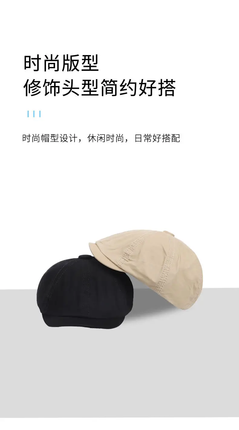 Black Retro Duckbill Cap for Women Spring Autumn — feature 6