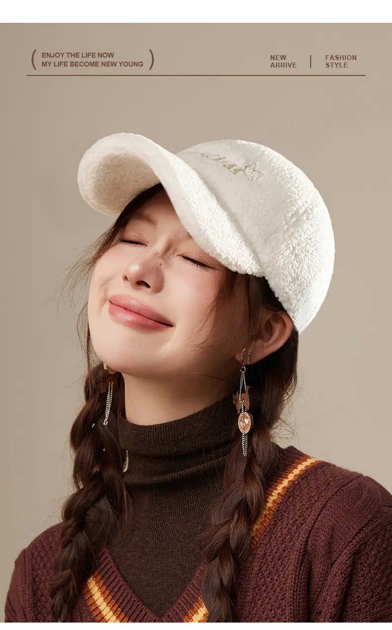 Women Faux Wool Winter Cap White Slim Fit — feature 10