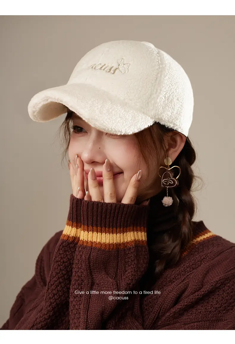 Women Faux Wool Winter Cap White Slim Fit — feature 12